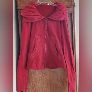 PRAIRIE UNDERGROUND ORGANIC COTTON (Short) CLOAK HOODIE DARK CHERRY RED MEDIUM